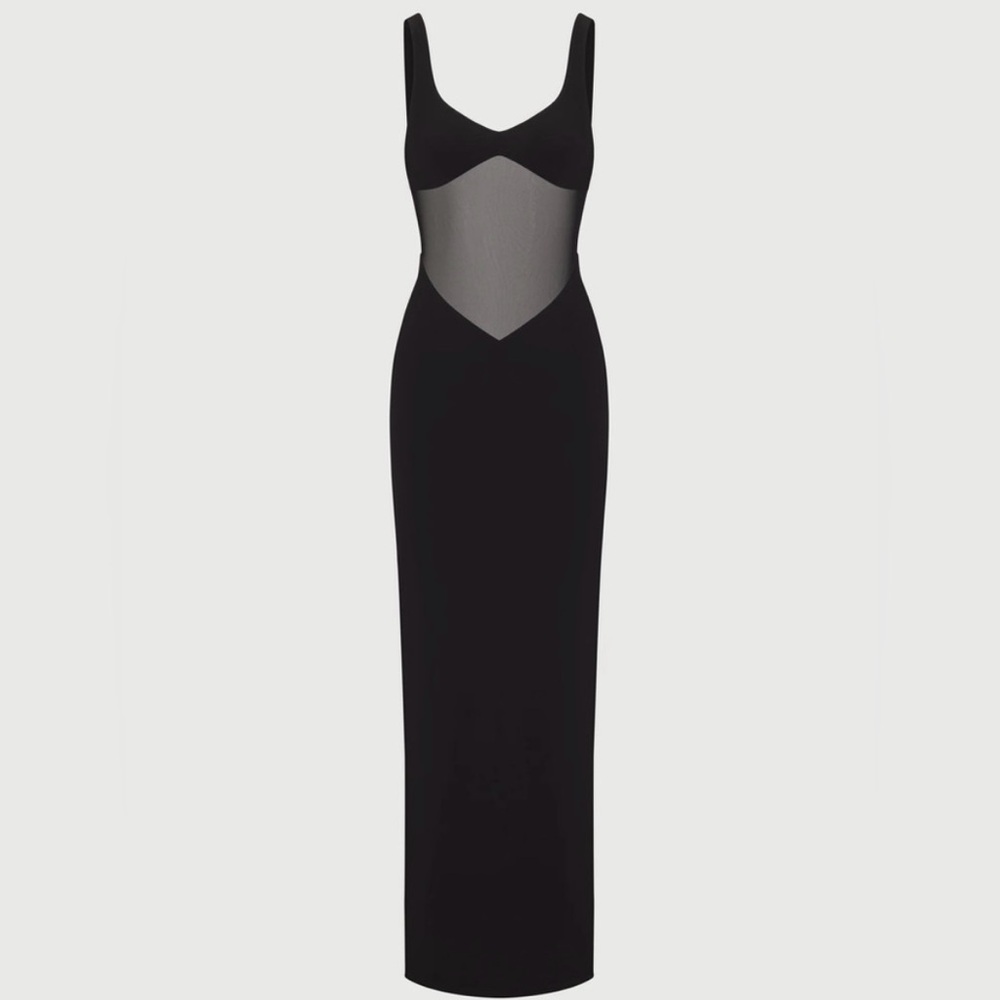 Elegant Black Mesh Panel Dress